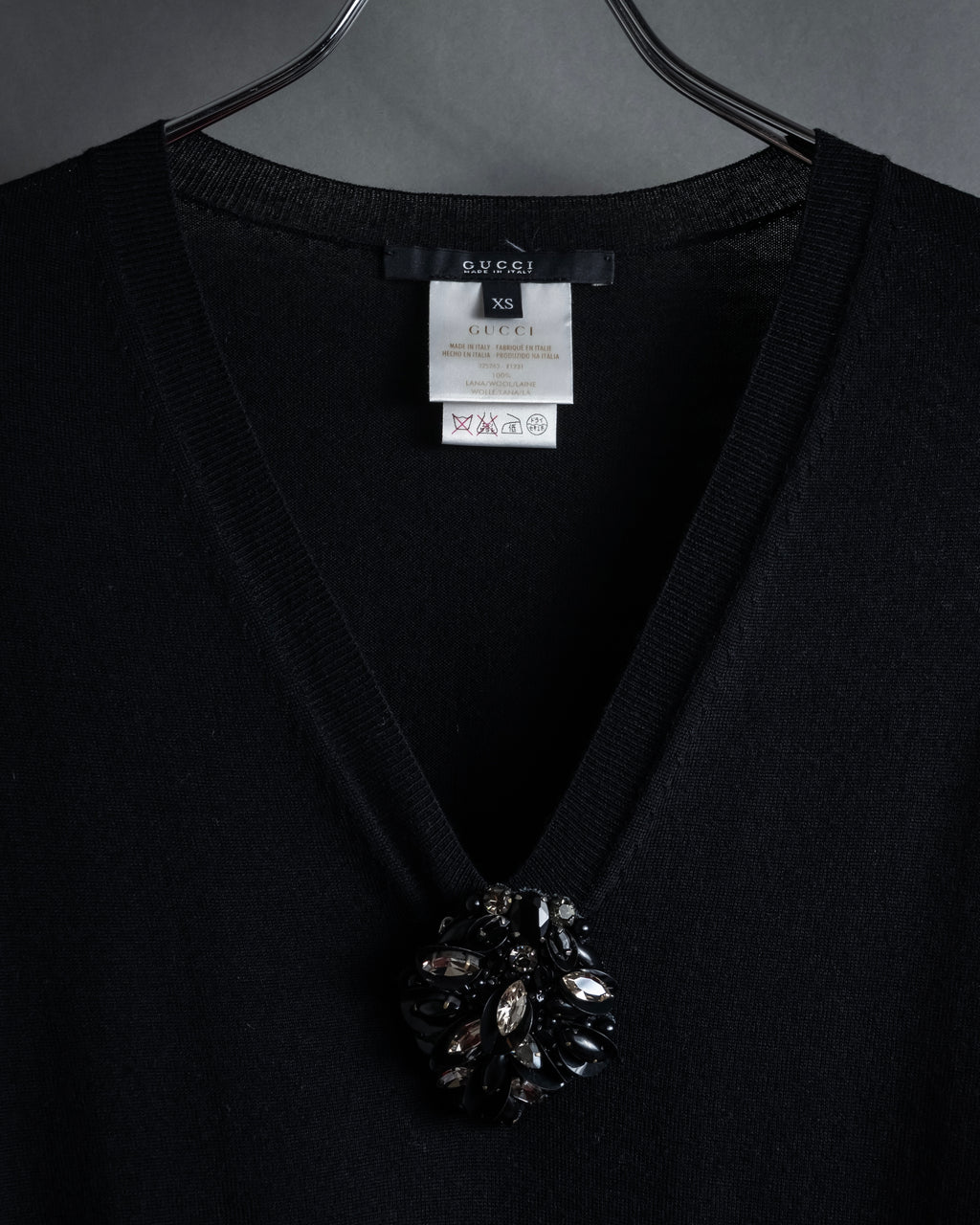 "GUCCI" Embellished v neck jewel knit sweater