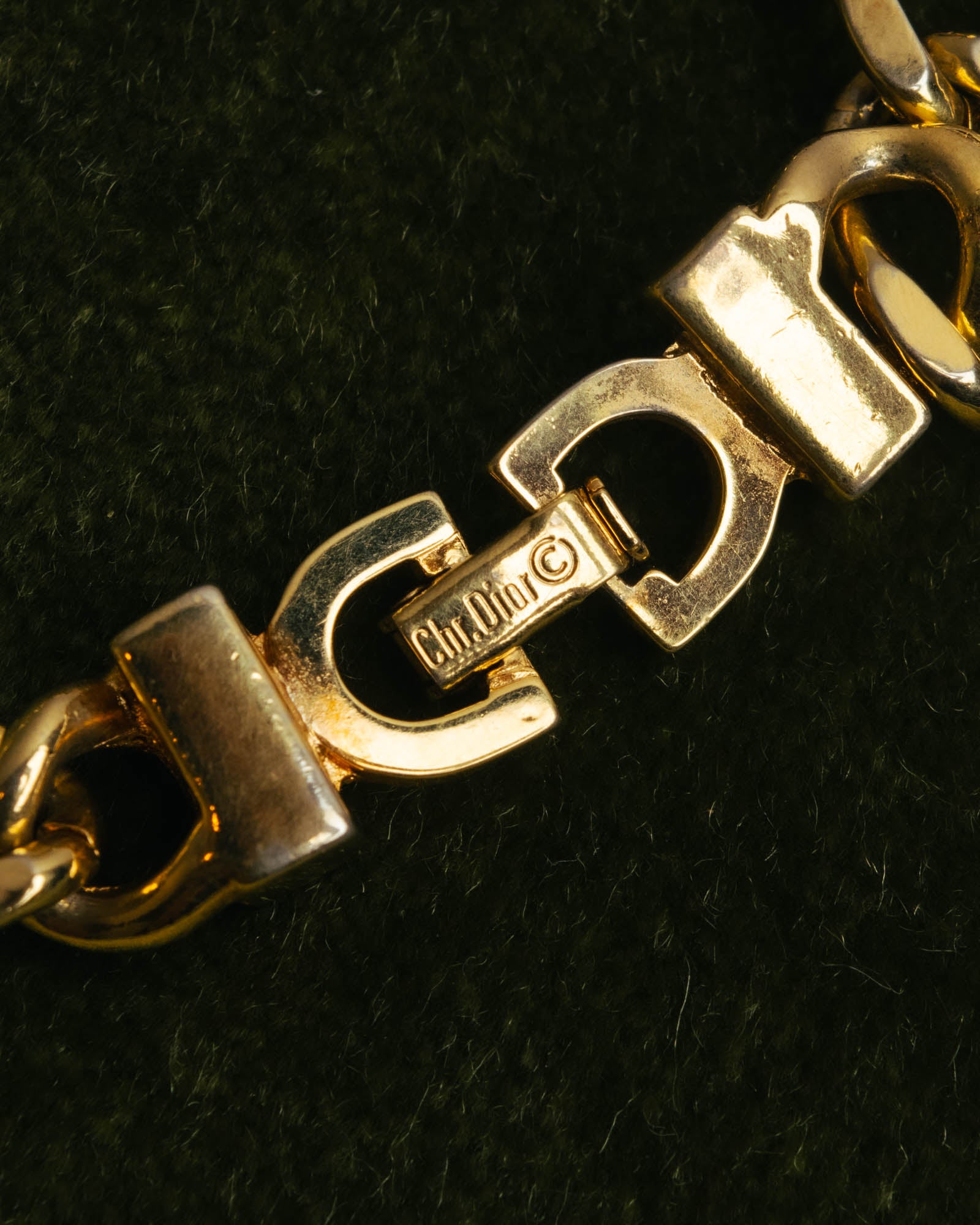 "Christian Dior" 90's Gold tone rhinestone chain bracelet