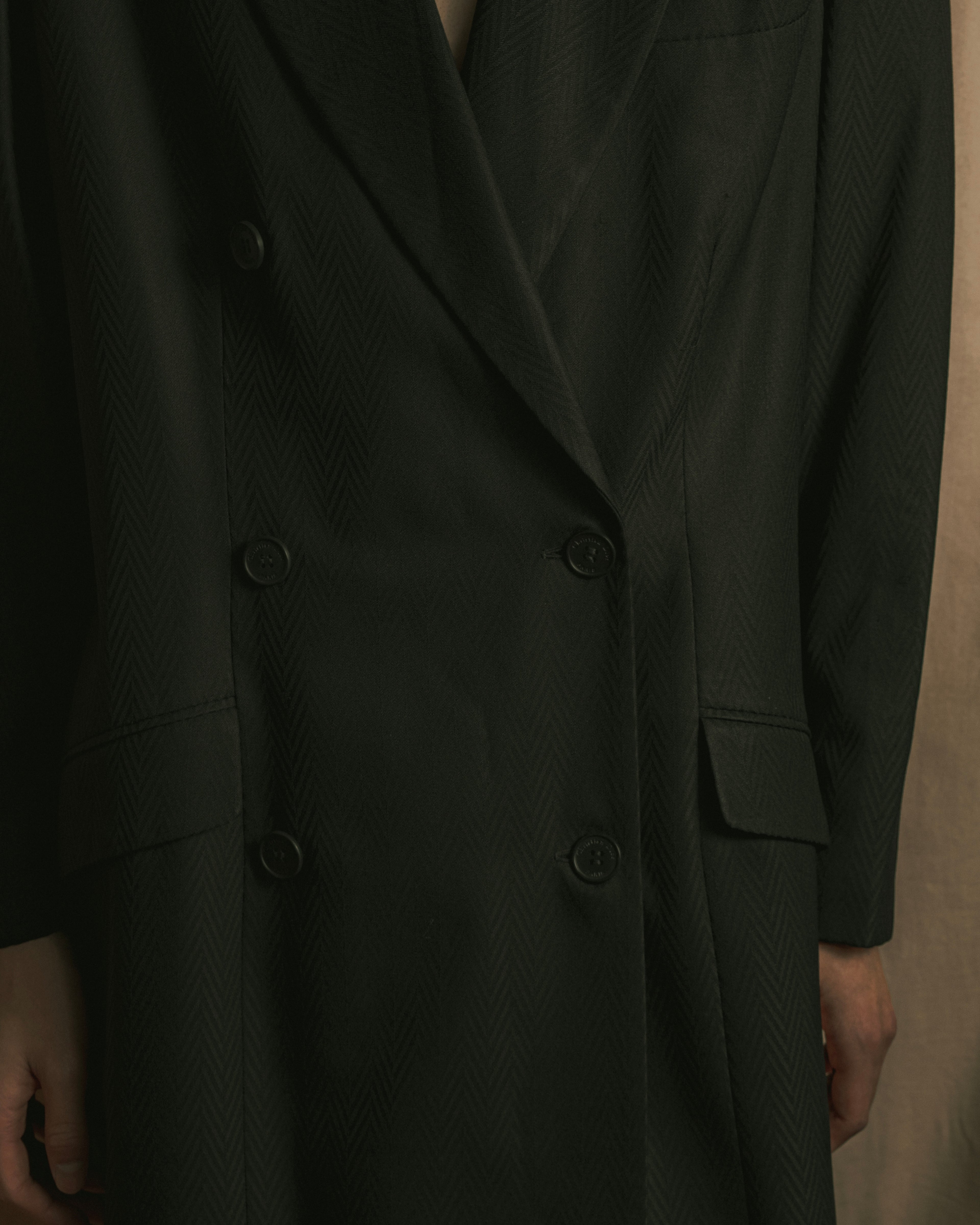 “Christian Dior” 90’s sculpted herringbone chester coat