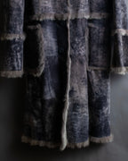 Fur switching design suede long coat