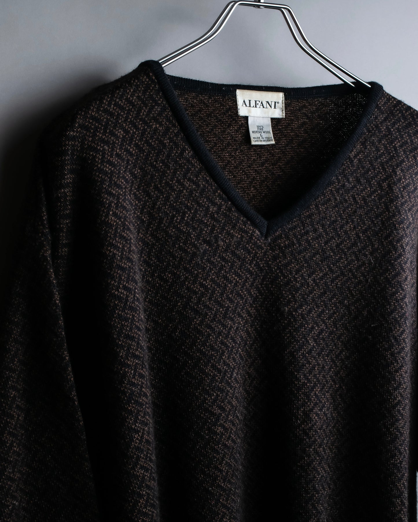 "Vintage chepron striped fine merino wool knit pullover"