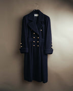 "Yves Saint Laurent" 80's-90's Gold-buttoned double-breasted wool coat