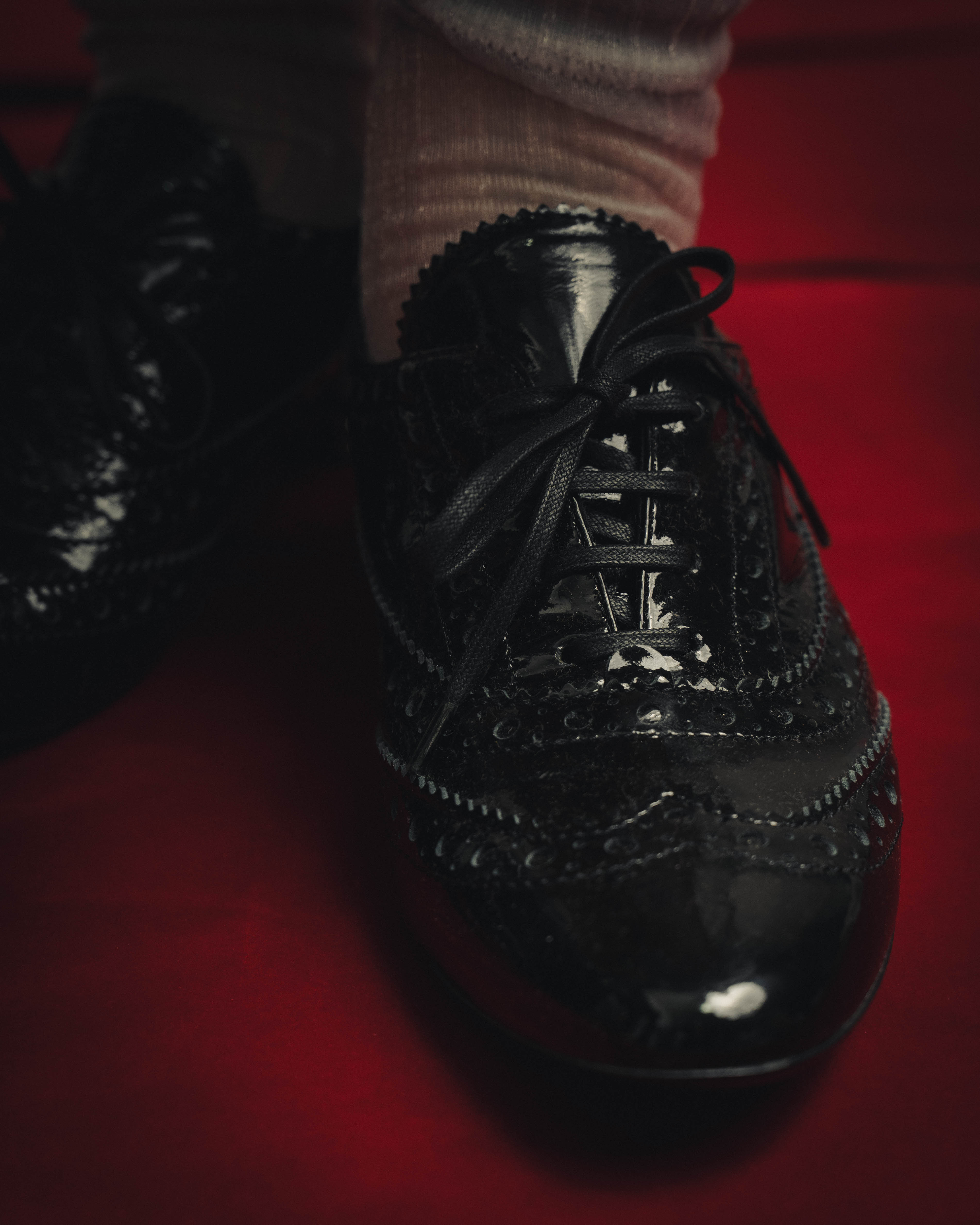-SPECIAL- “Miu Miu” 2010’s Crystal embellished heel patent leather brogue shoes