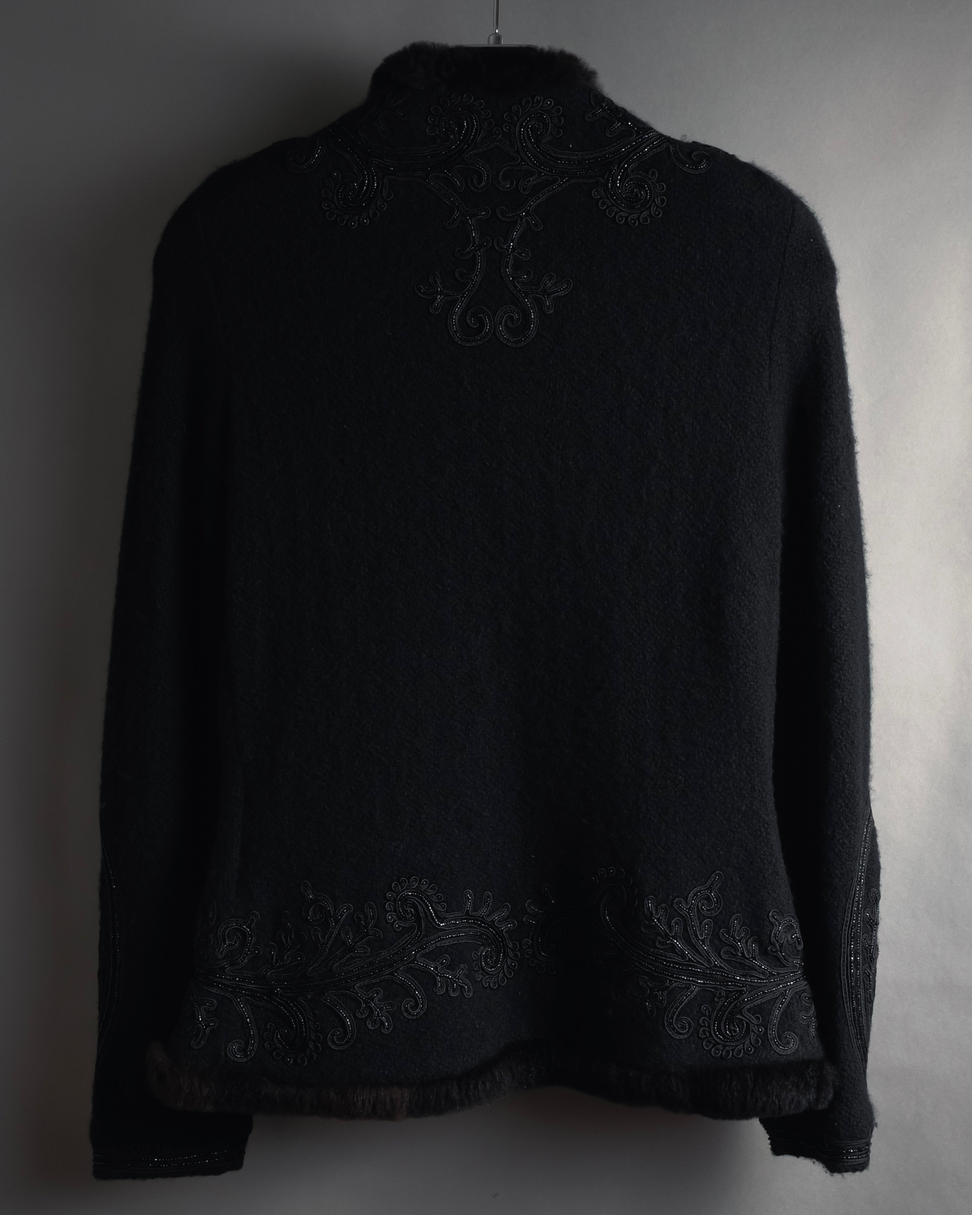 "RALPH LAUREN" 00’s Beaded embroidery fur-trim jacket