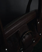 –SPECIAL– "Salvatore Ferragamo" 00’s calf hair gancini rattan accent handbag