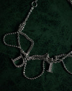 "Christian Dior" 00’s pavé letter charm multi chain bracelet