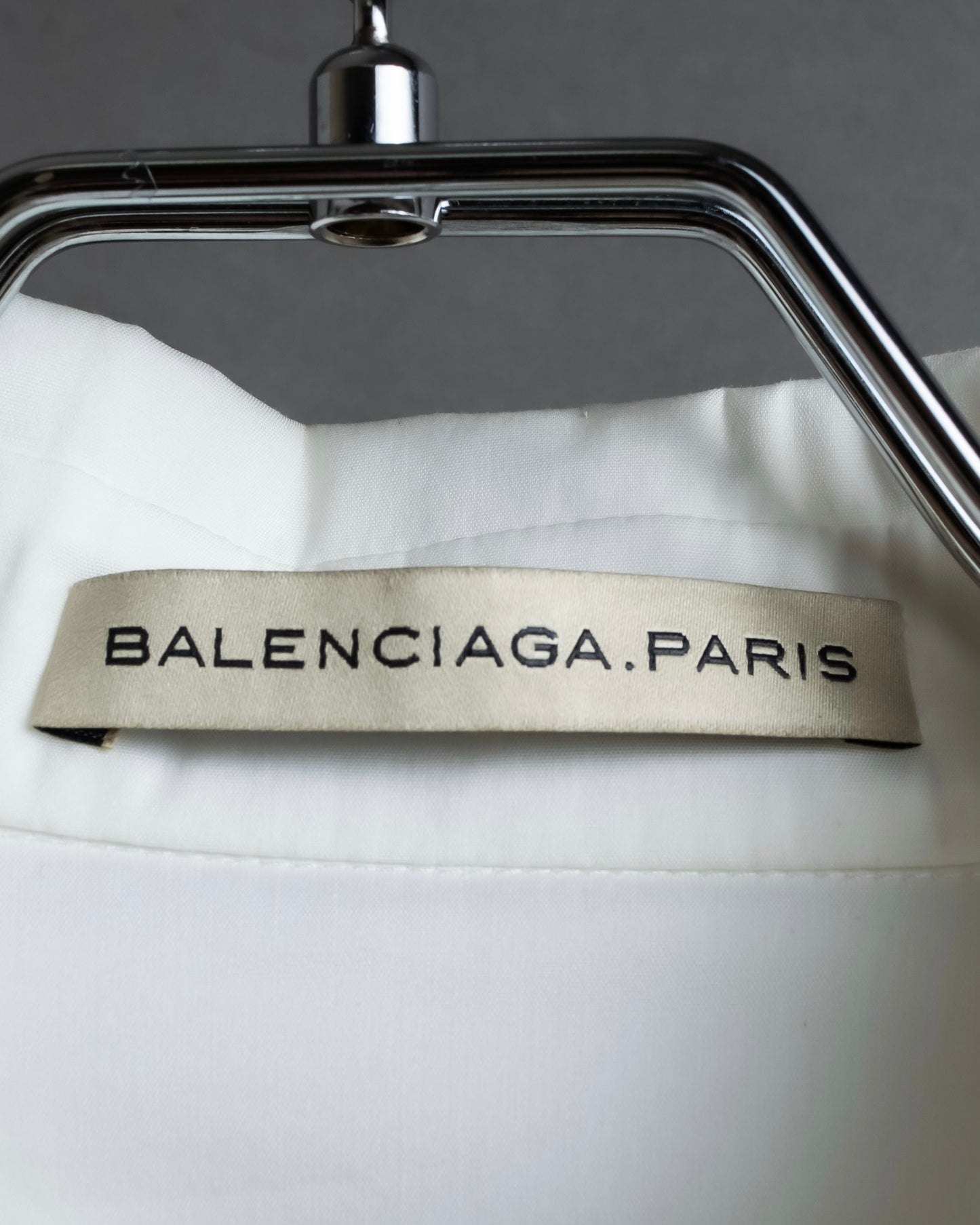 "BALENCIAGA" Gathered design box cut white shirt