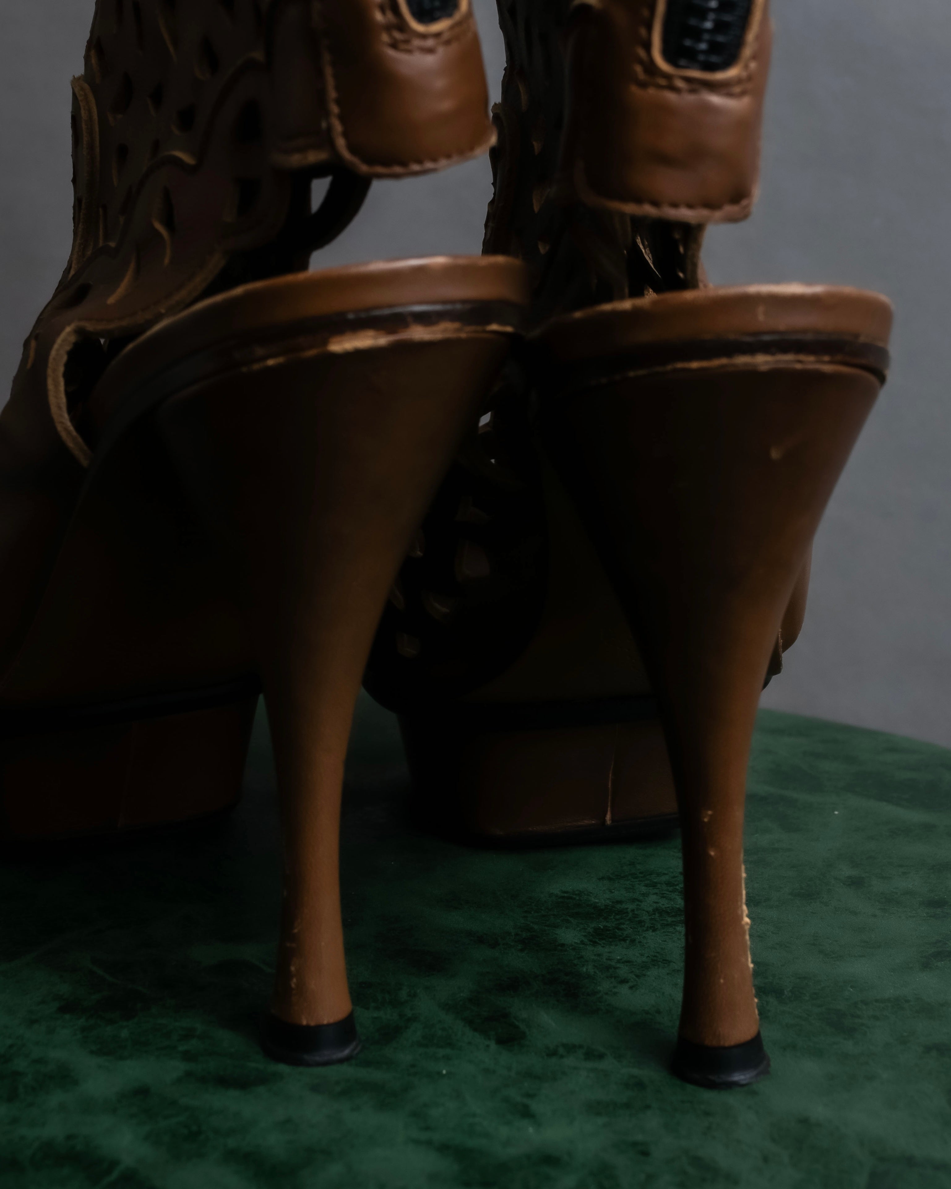 "MARNI" Geometric cut heel leather boots