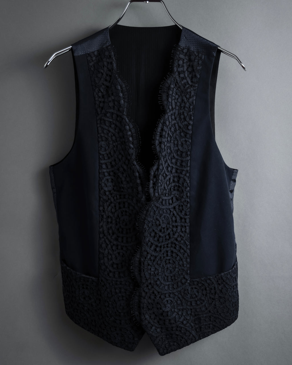"JEAN PAUL GAULTIER" 90's Geometric lace design tailored vest