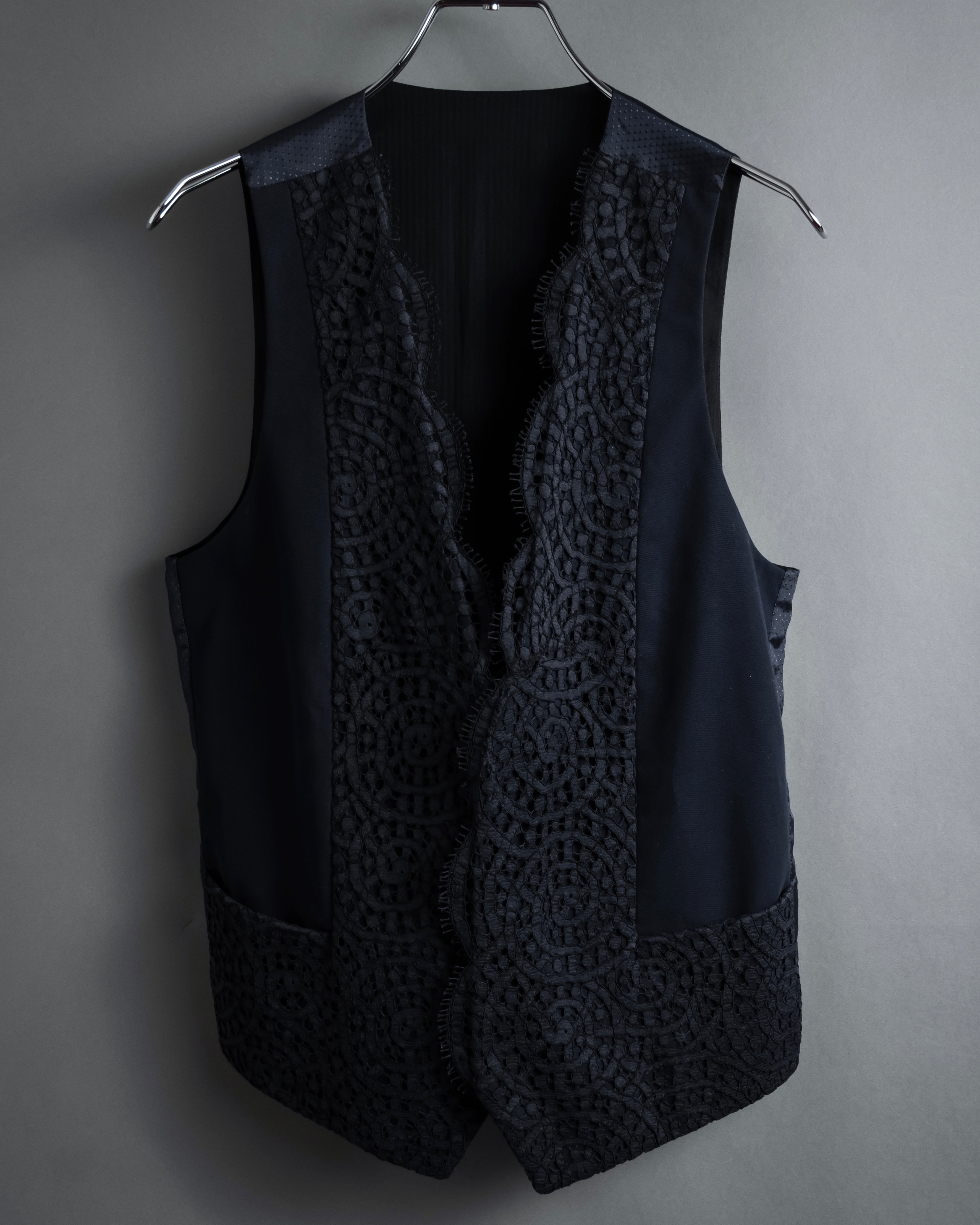 "JEAN PAUL GAULTIER" 90's Geometric lace design tailored vest