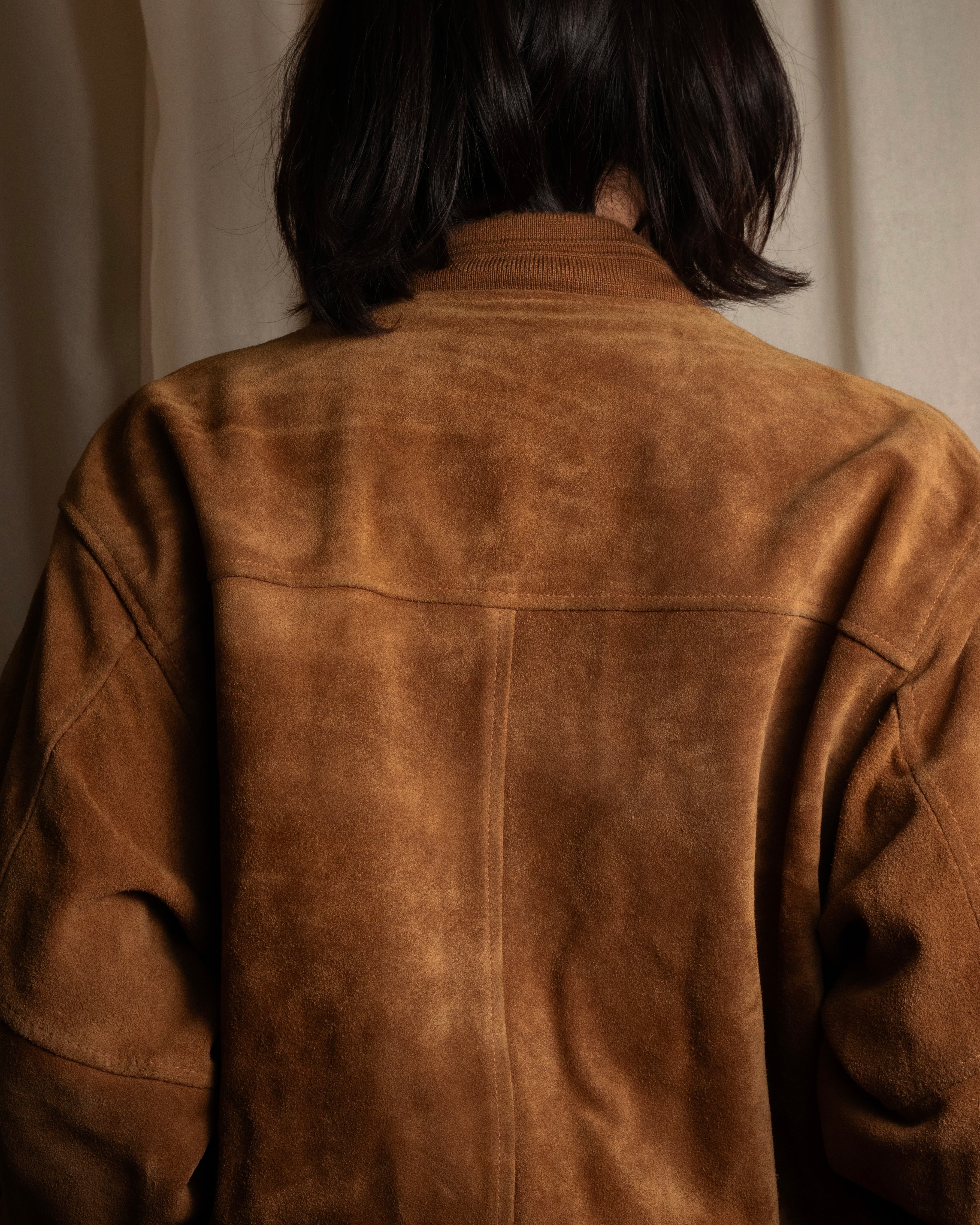"SEAHOP" Ribbed design suede leather blouson