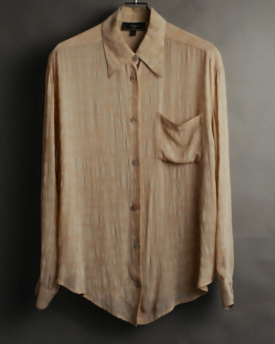 "FENDI" 80's-90's Draped rayon jacquard shirt