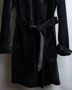 "Saint Laurent" 19AW gold studs design suede long coat