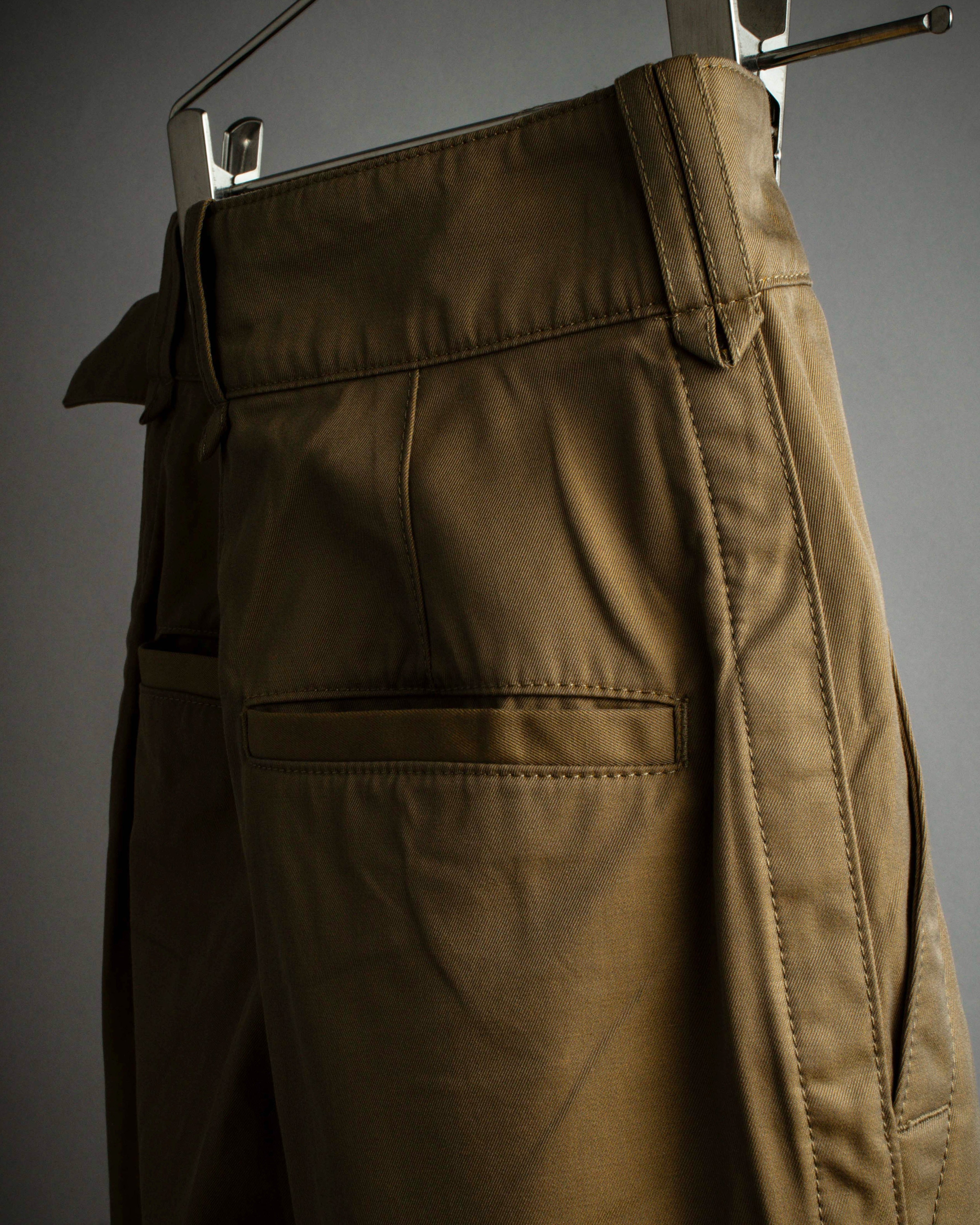 "Acne Studios" Belted design cotton twill high-waisted pants