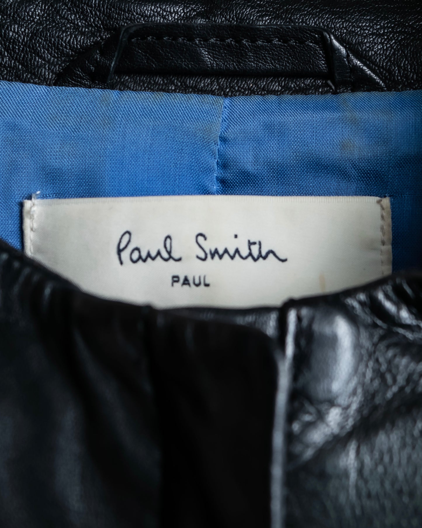 "PAUL SMITH" 100% sheep skin no collar leather jacket