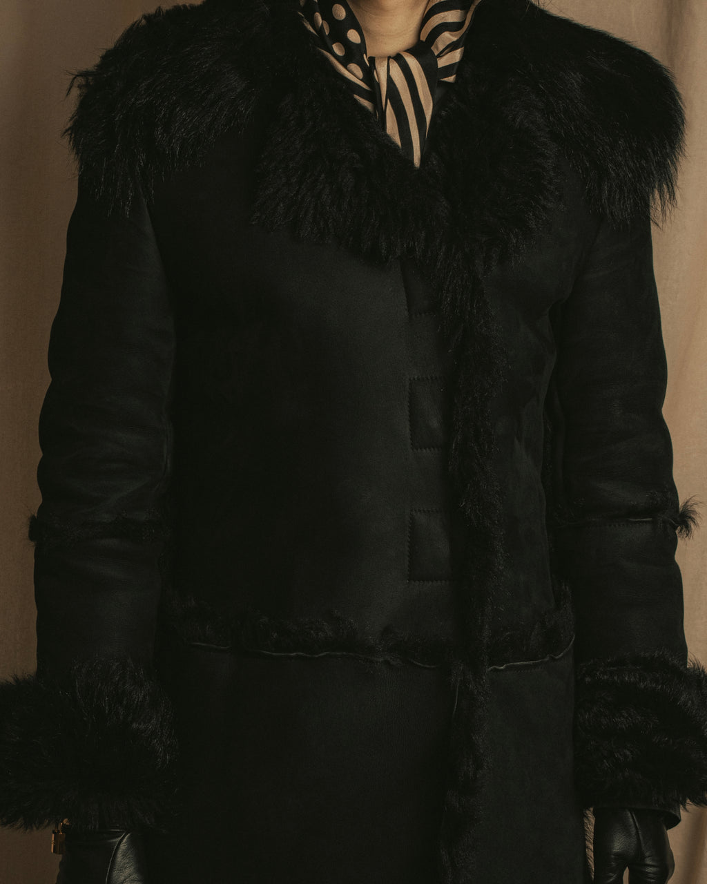 -SPECIAL- "GUCCI" 90's-00's Leather combination fur long coat