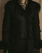 -SPECIAL- "GUCCI" 90's-00's Leather combination fur long coat