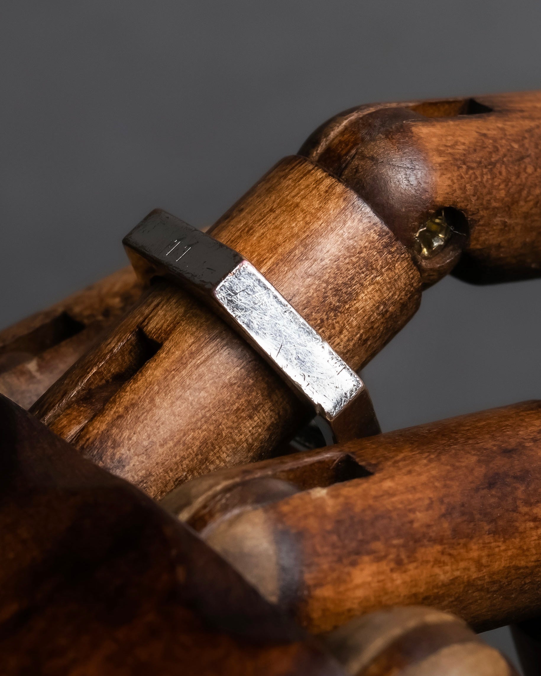 "MAISON MARGIELA" Numbered logo engraved hexagonal silver ring