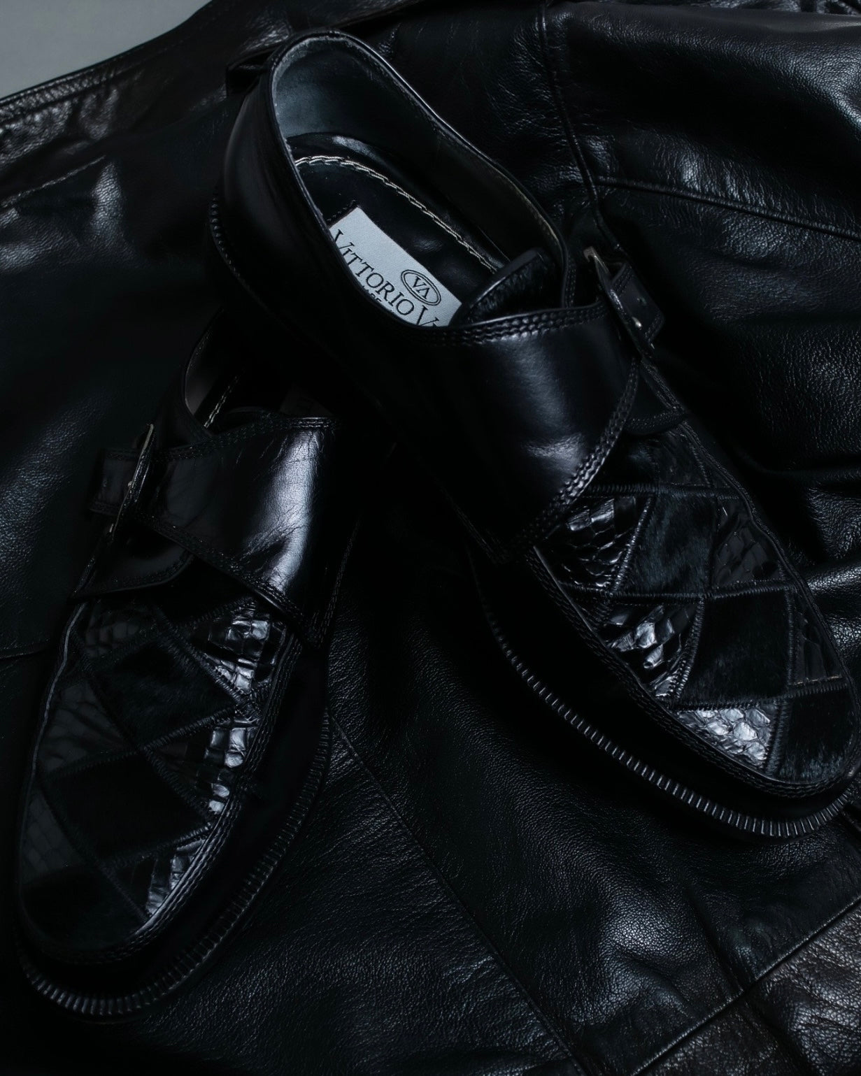 Vintage Harako Crocodile Leather Combination Leather Shoes