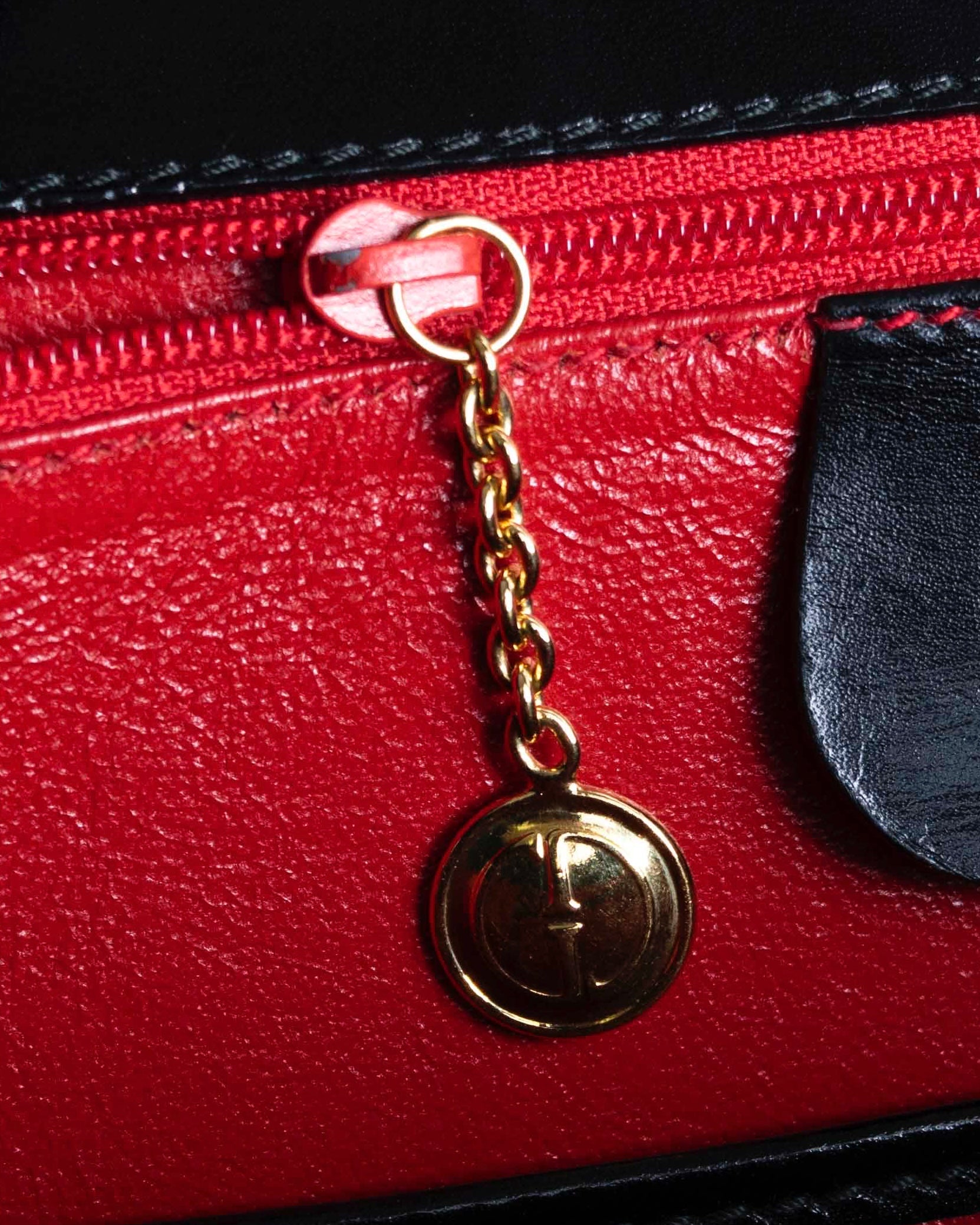 "GUCCI" Black leather bamboo handbag