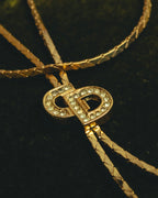 "Christian Dior" 80's-90's Gold tone rhinestone cd lariat necklace