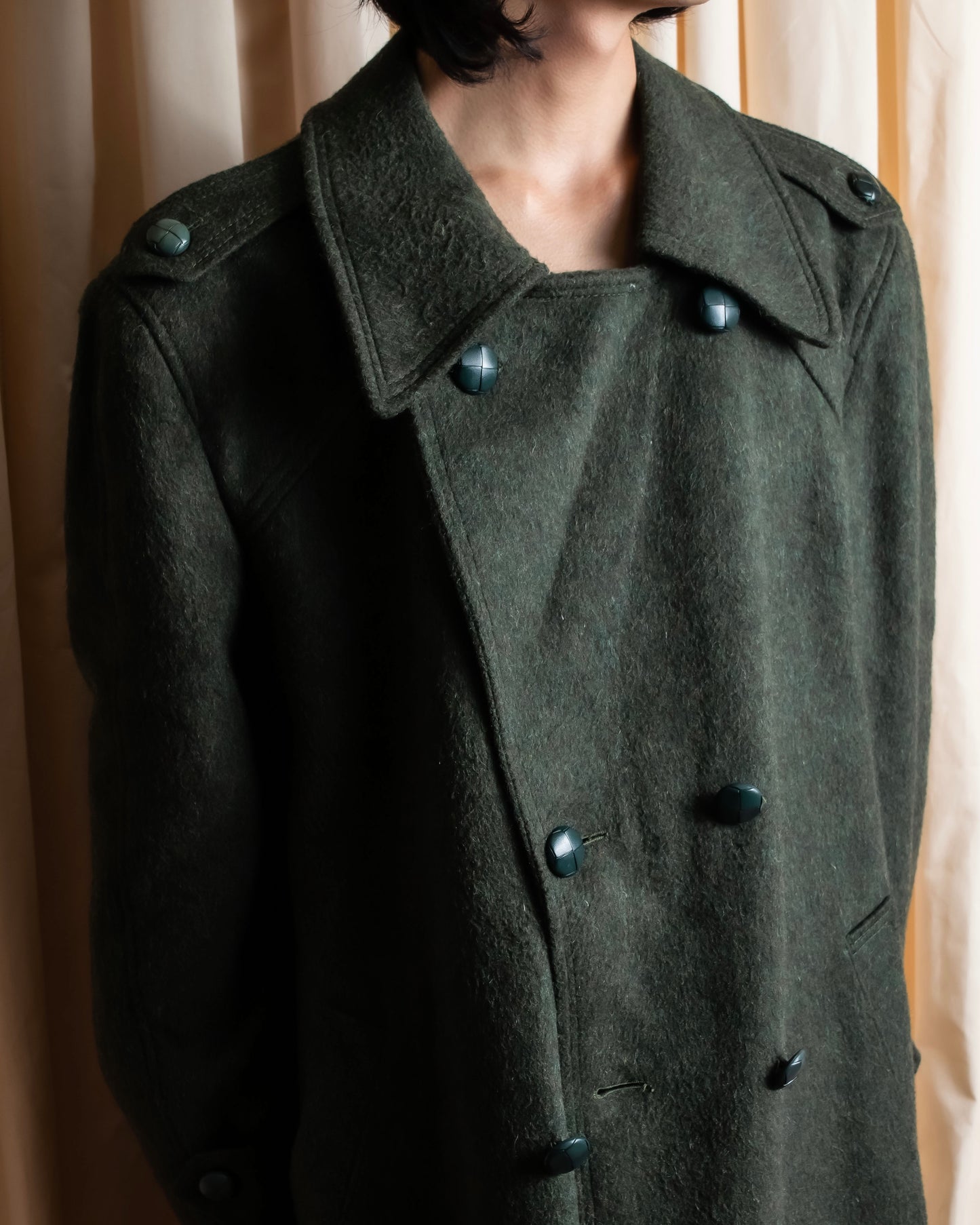 Vintage deep green colour military long coat