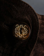 "LOEWE" Dark brown color gathered design wide pants