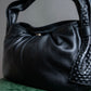 "EMPORIO ARMANI" Horizontal design gathered one handle leather bag