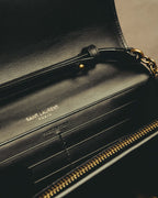 -SPECIAL- “Saint Laurent” 20’s Le Maillon smooth leather chain wallet