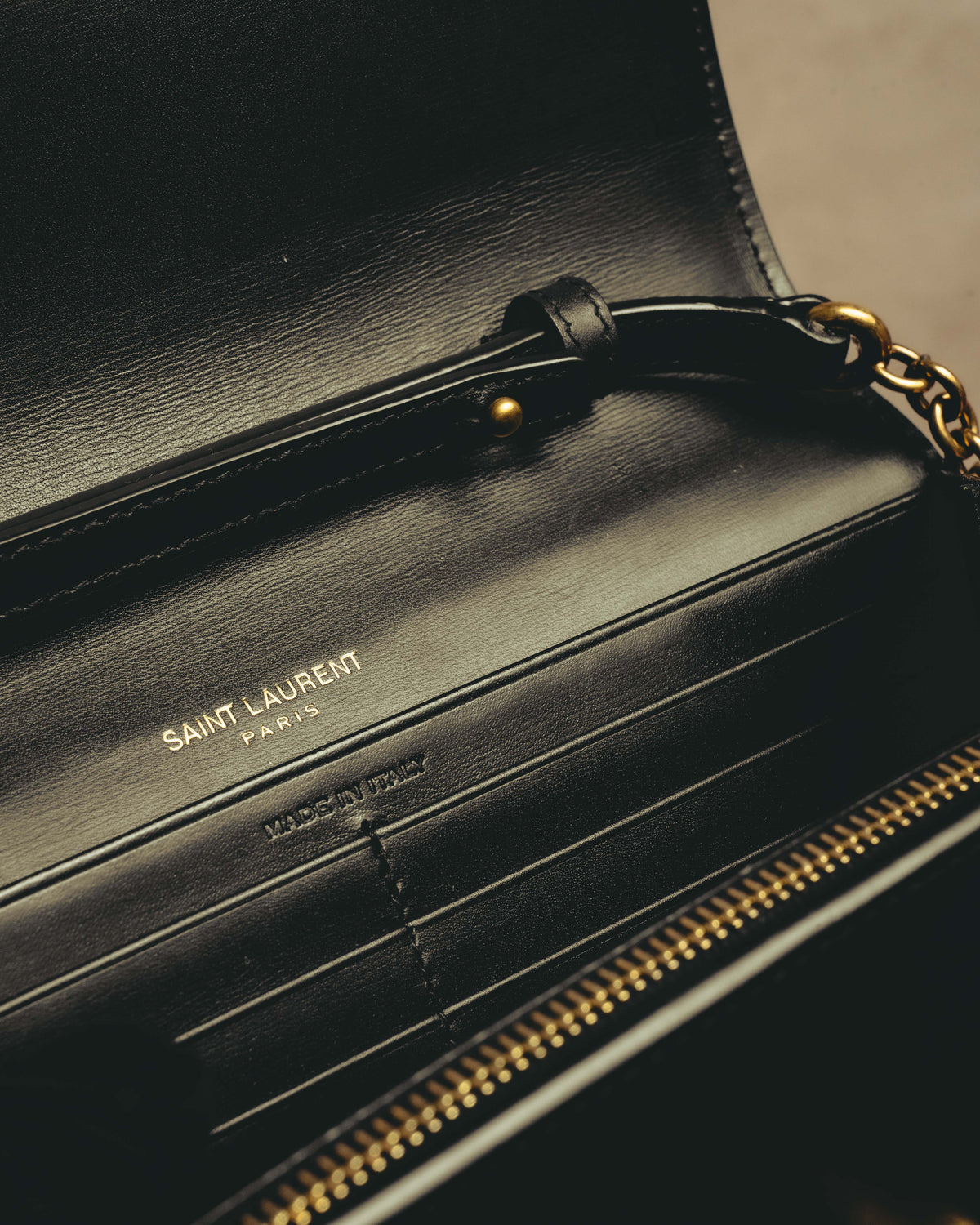 -SPECIAL- “Saint Laurent” 20’s Le Maillon smooth leather chain wallet