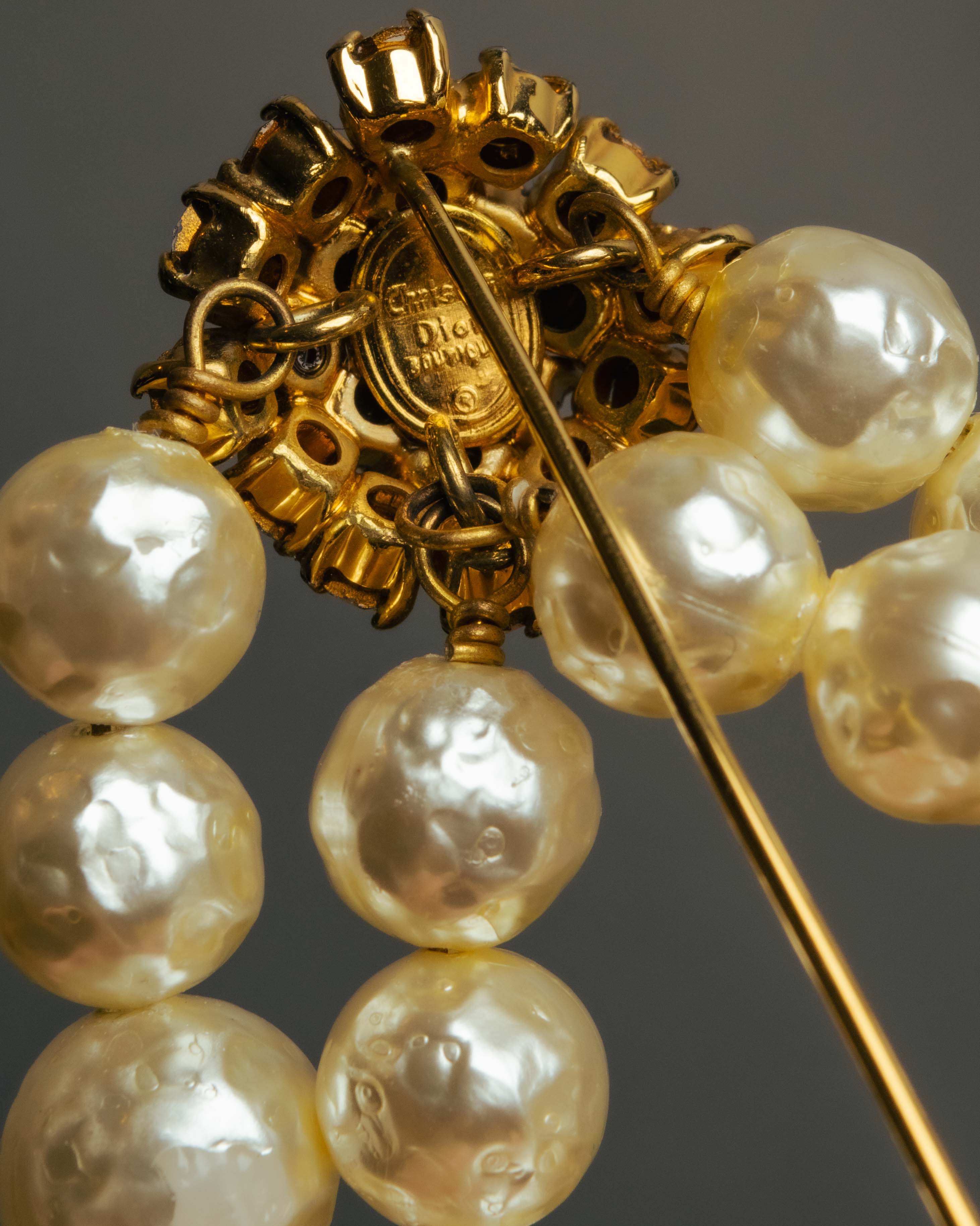 “Christian Dior” 70’s-80’s Boutique pearl rhinestone brooch