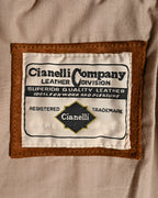 VINTAGE / Oversized Contrast Collar Suede Leather Jacket Light Brown