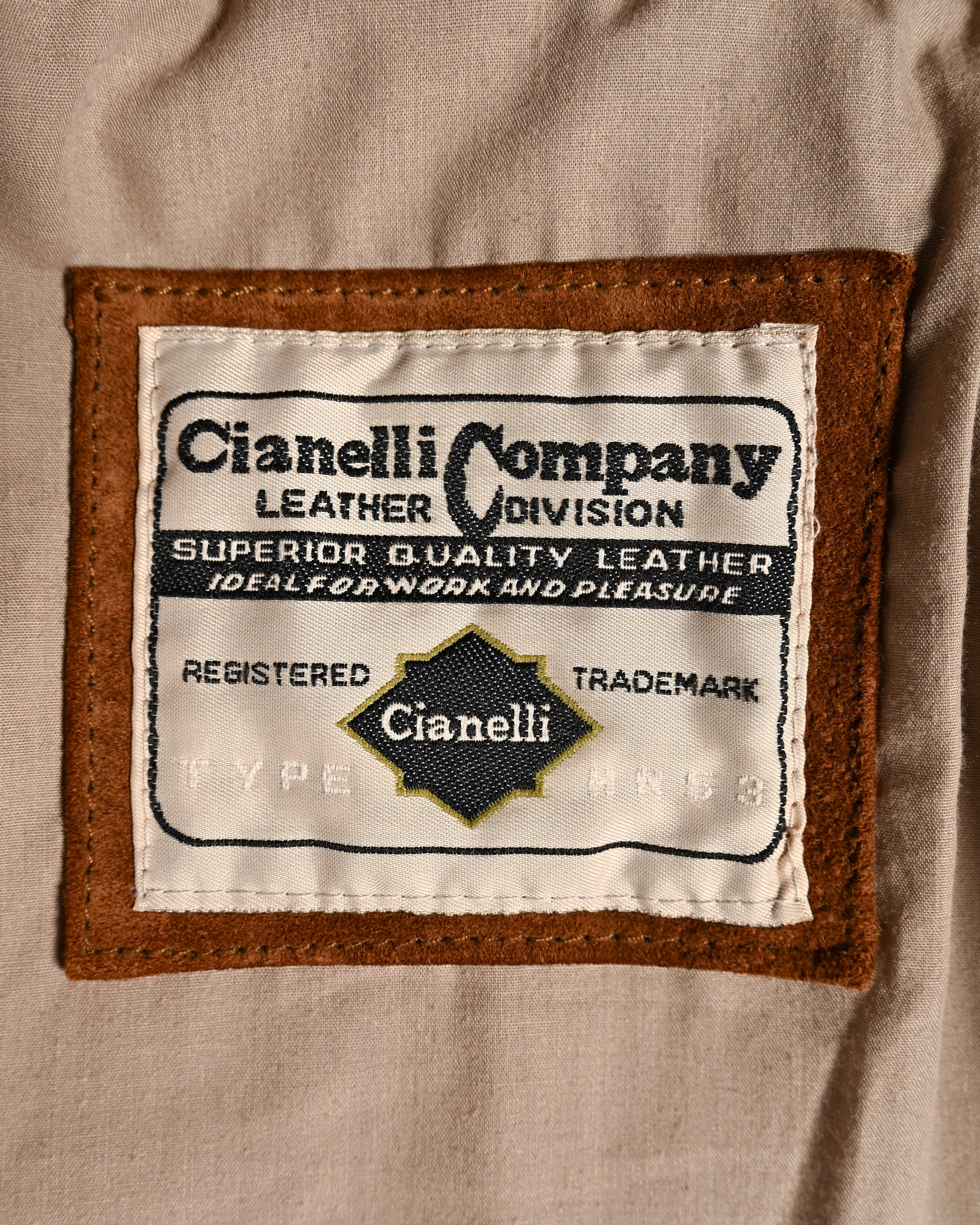 VINTAGE / Oversized Contrast Collar Suede Leather Jacket Light Brown