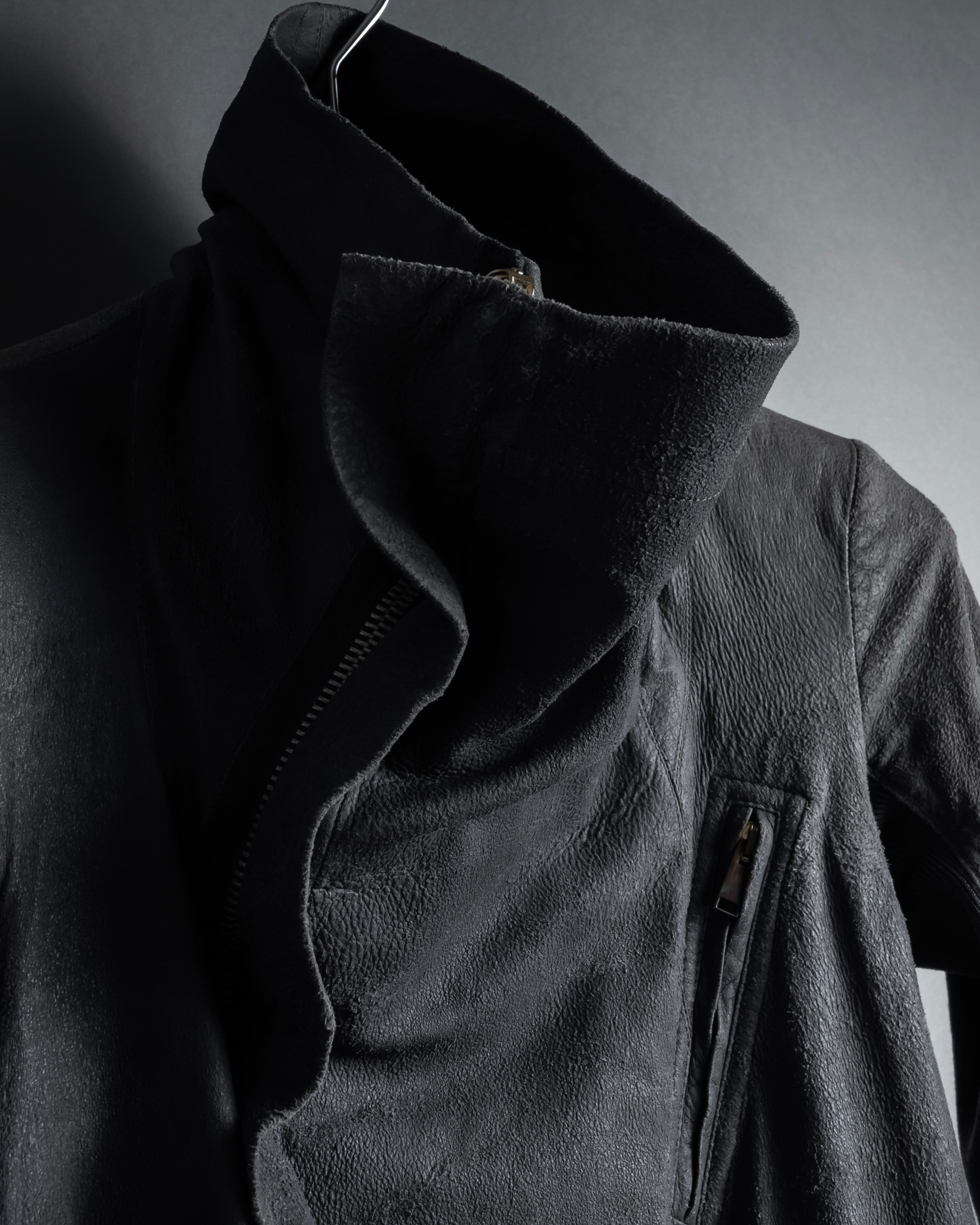 -SPECIAL- "Rick Owens" 13AW Ribbed leather zip-up jacket