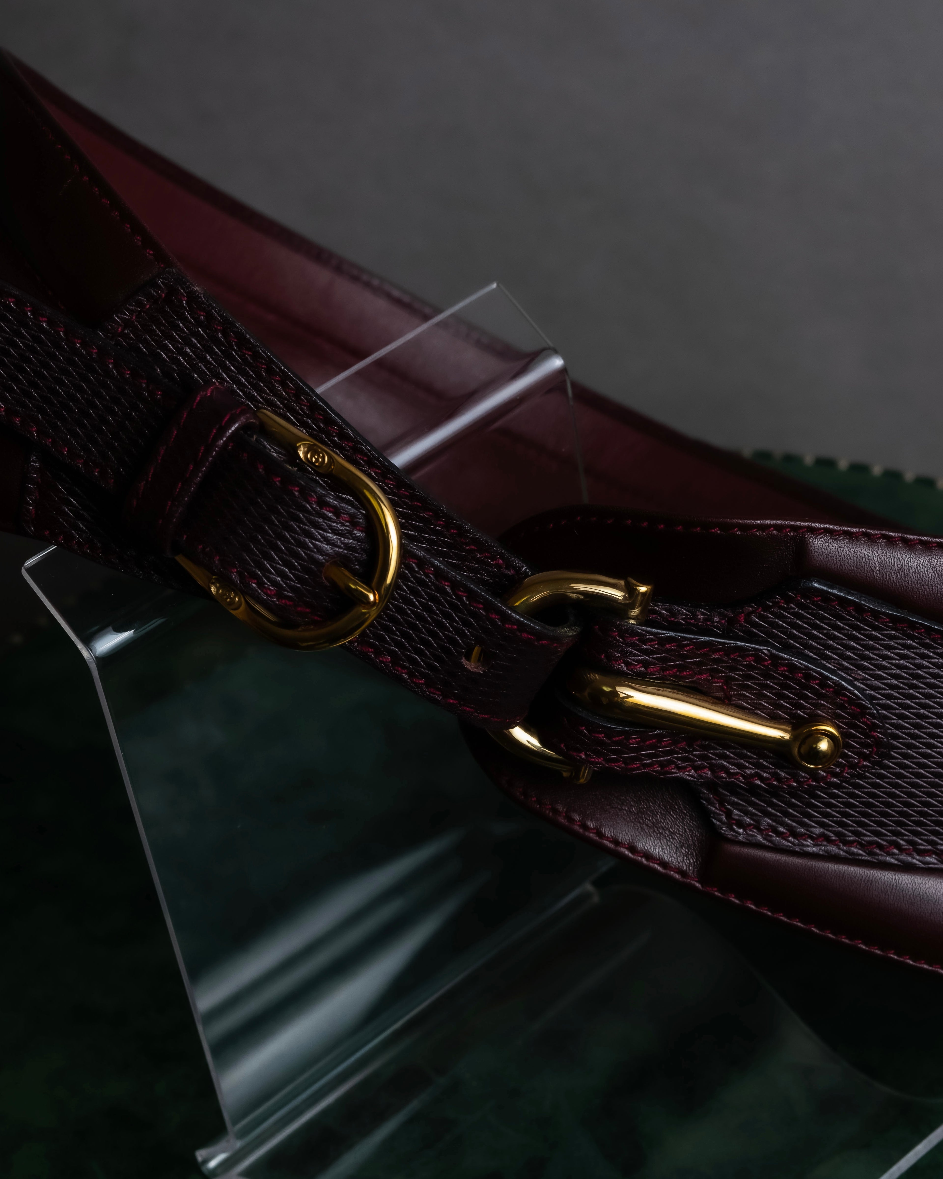 "GUCCI" Equus-derived bordeaux leather belt