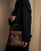 "Salvatore Ferragamo" Coin motif metal design leather hand bag