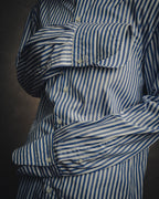 -MOOD MILLÉSIMES- 90’s-00’s vivid blue stripe wide-spread collar shirt