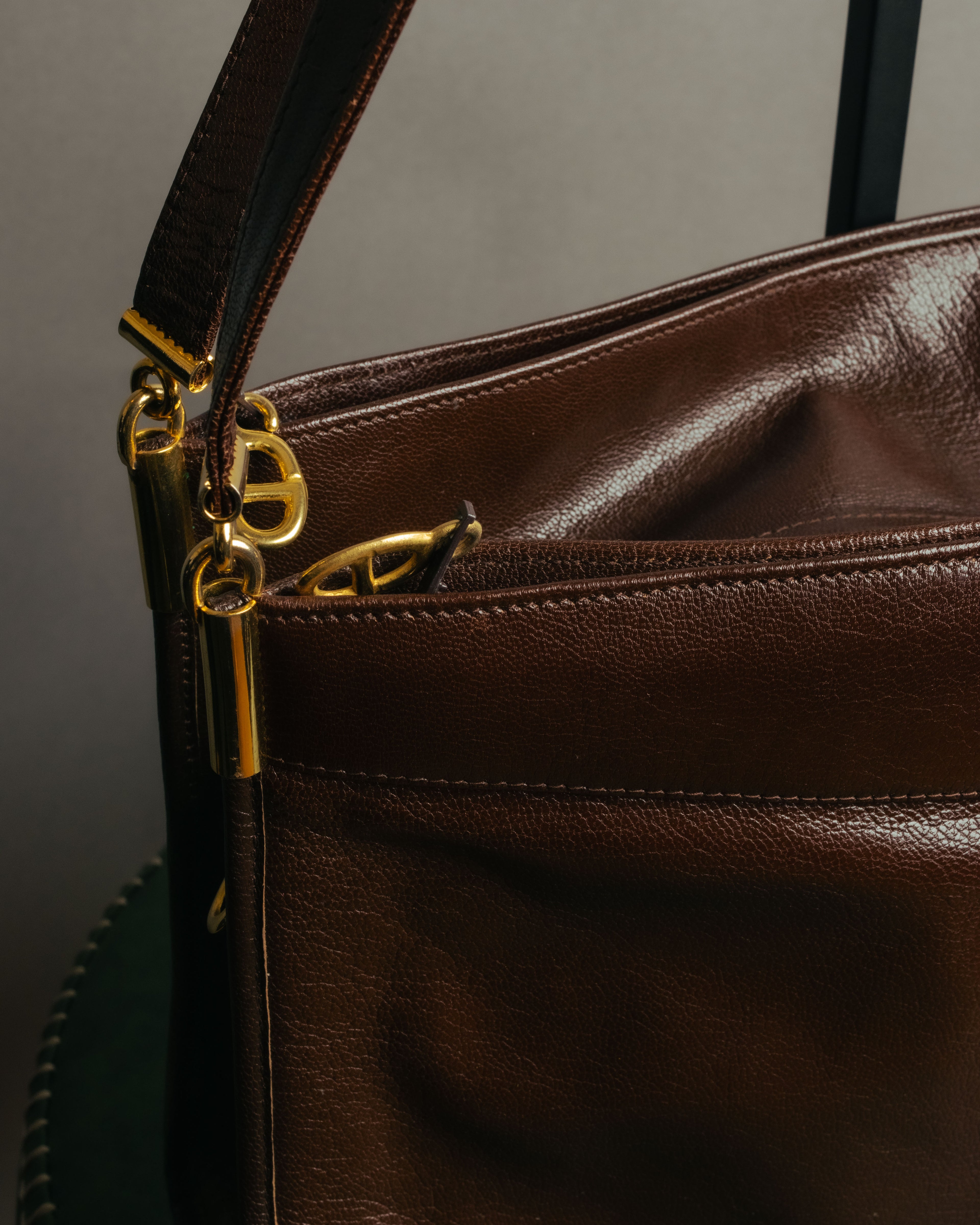 “Christian Dior” 80’s-90’s D motif leather shoulder bag