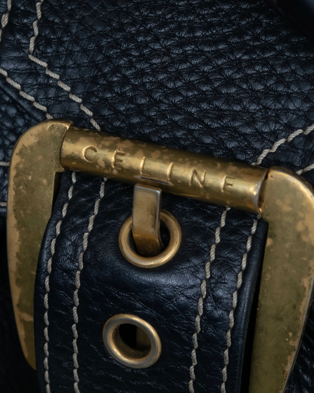 "CELINE" Gold buckle design large shoe bag shoulder bag