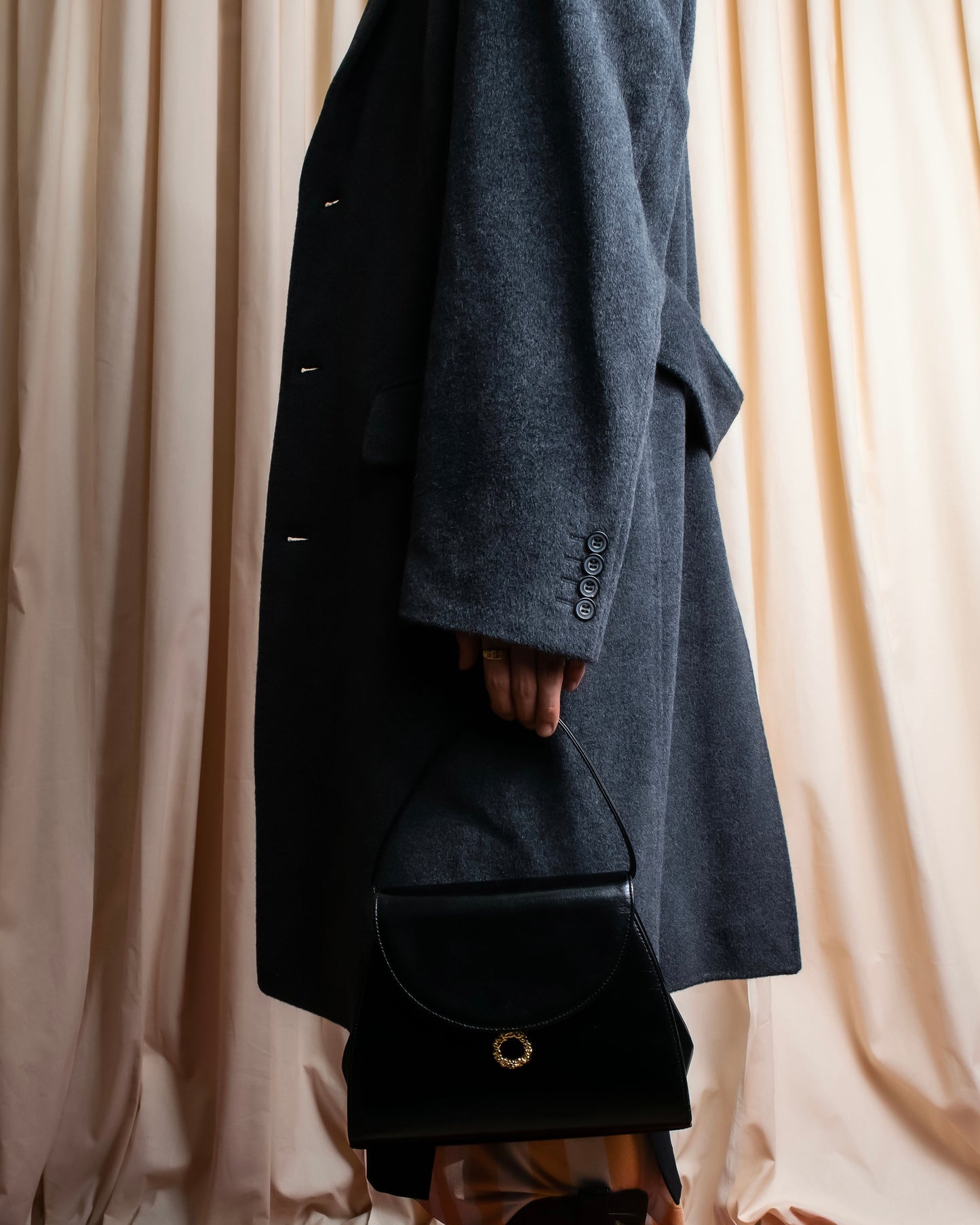 "GIANERANCO FERRE" Angora wool blend long chester coat