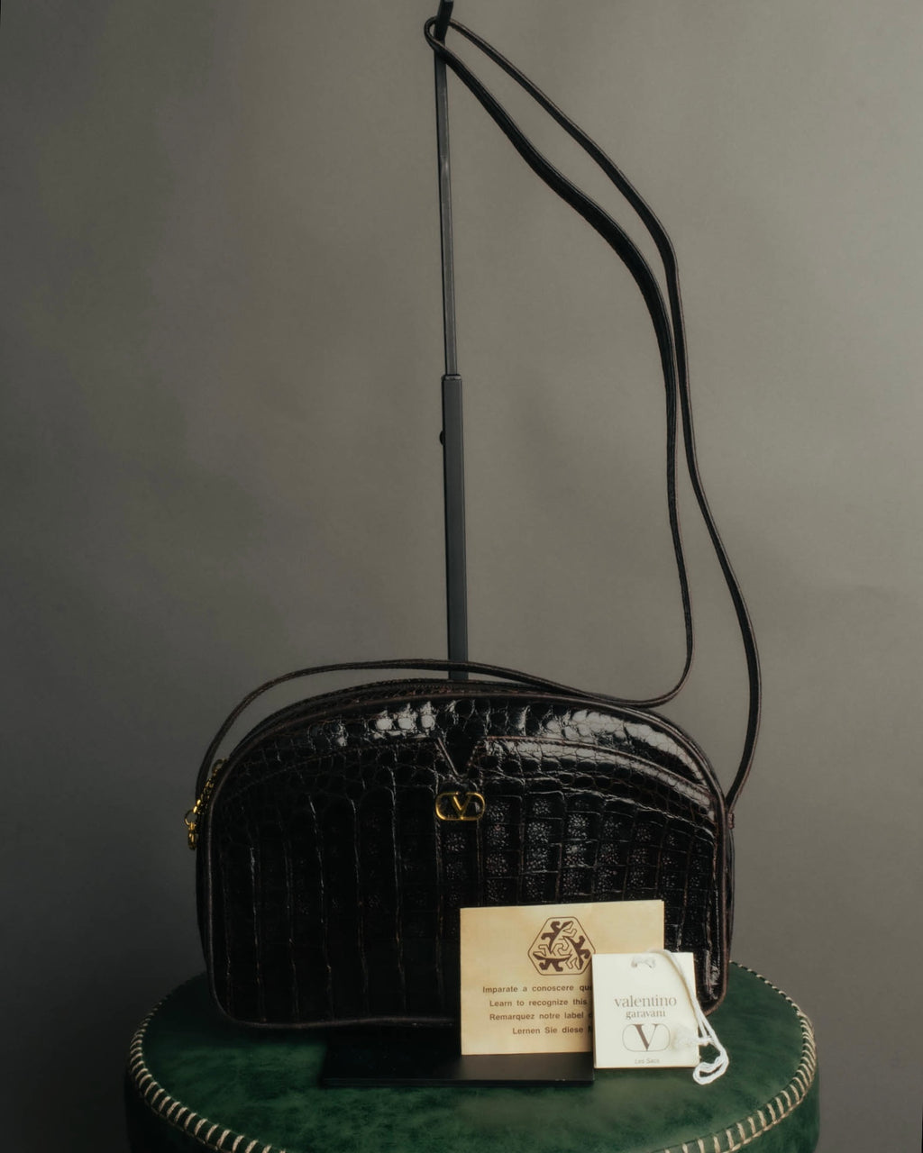 "valentino garavani" 70's-80's Vintage genuine crocodile leather shoulder bag
