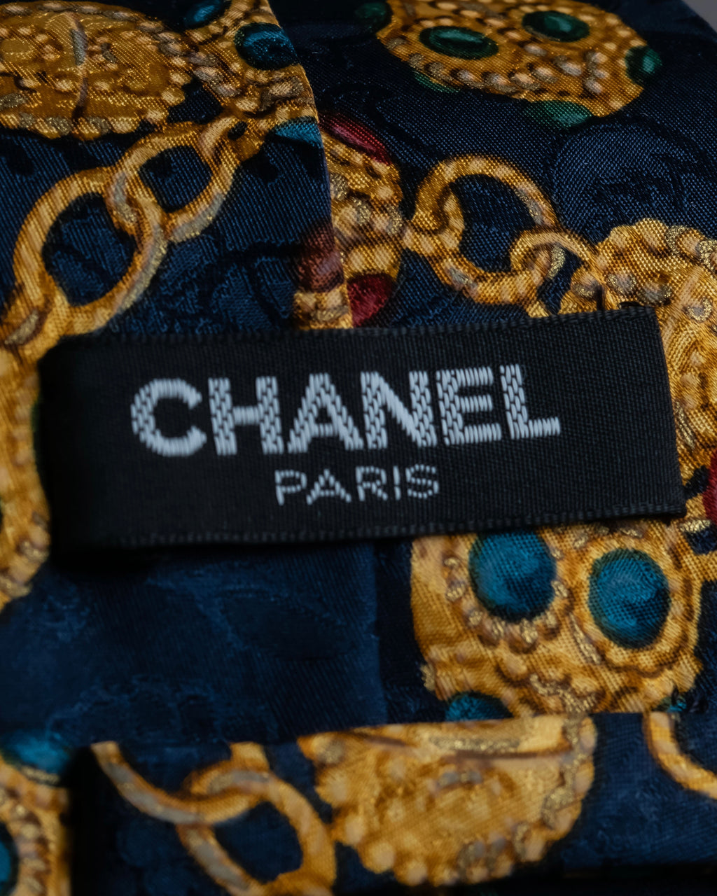 "CHANEL" Jewelry pattern silk necktie