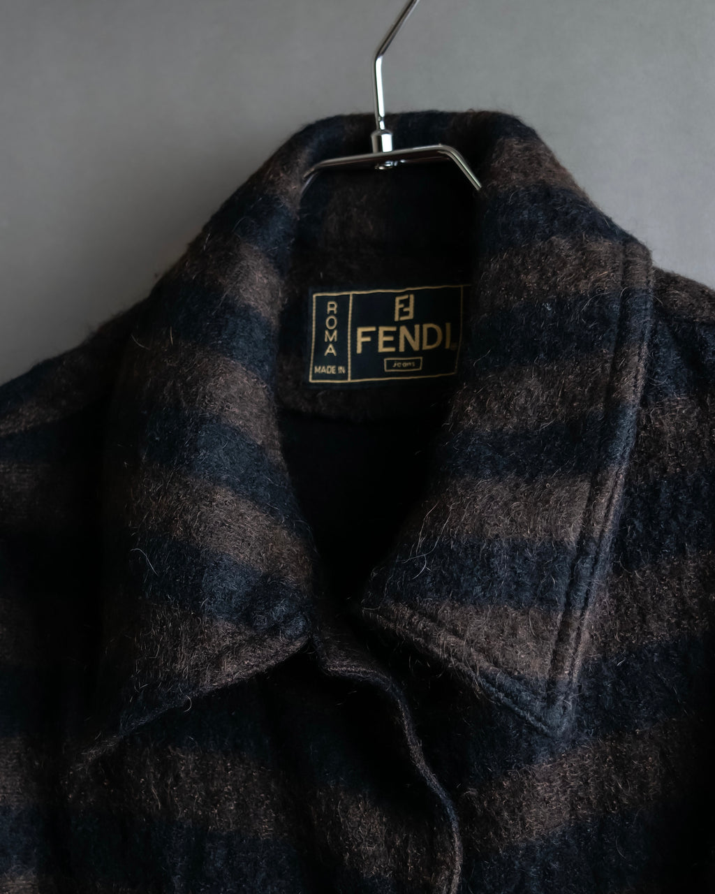 "FENDI" Pecan stripe pattern A-line silhouette coat