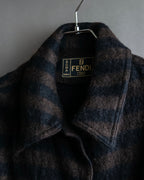 "FENDI" Pecan stripe pattern A-line silhouette coat