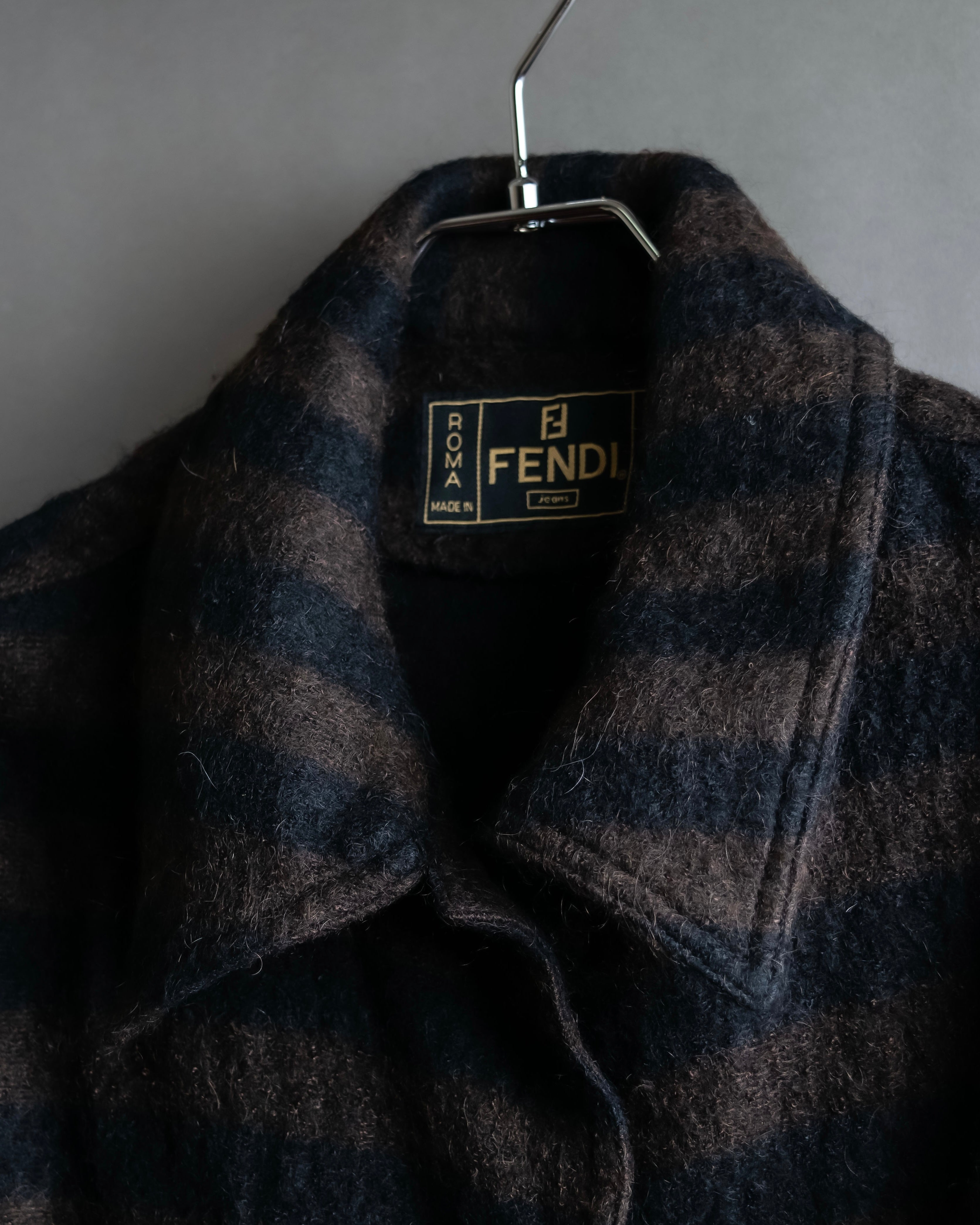 "FENDI" Pecan stripe pattern A-line silhouette coat