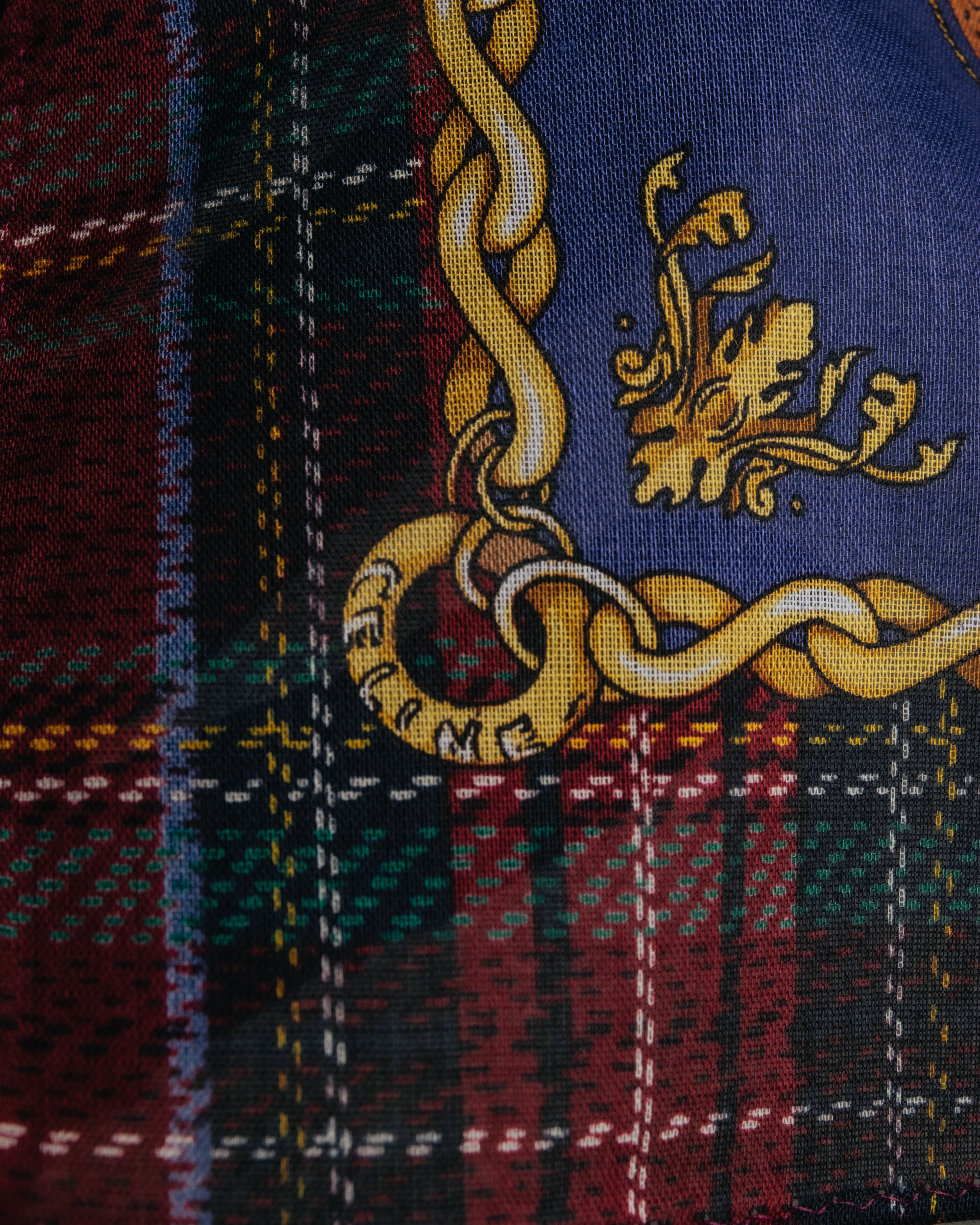 “CELINE” 2019-2024 Heraldic chain cotton scarf