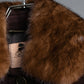 "Vintage fur collar waist shape A-line coat"