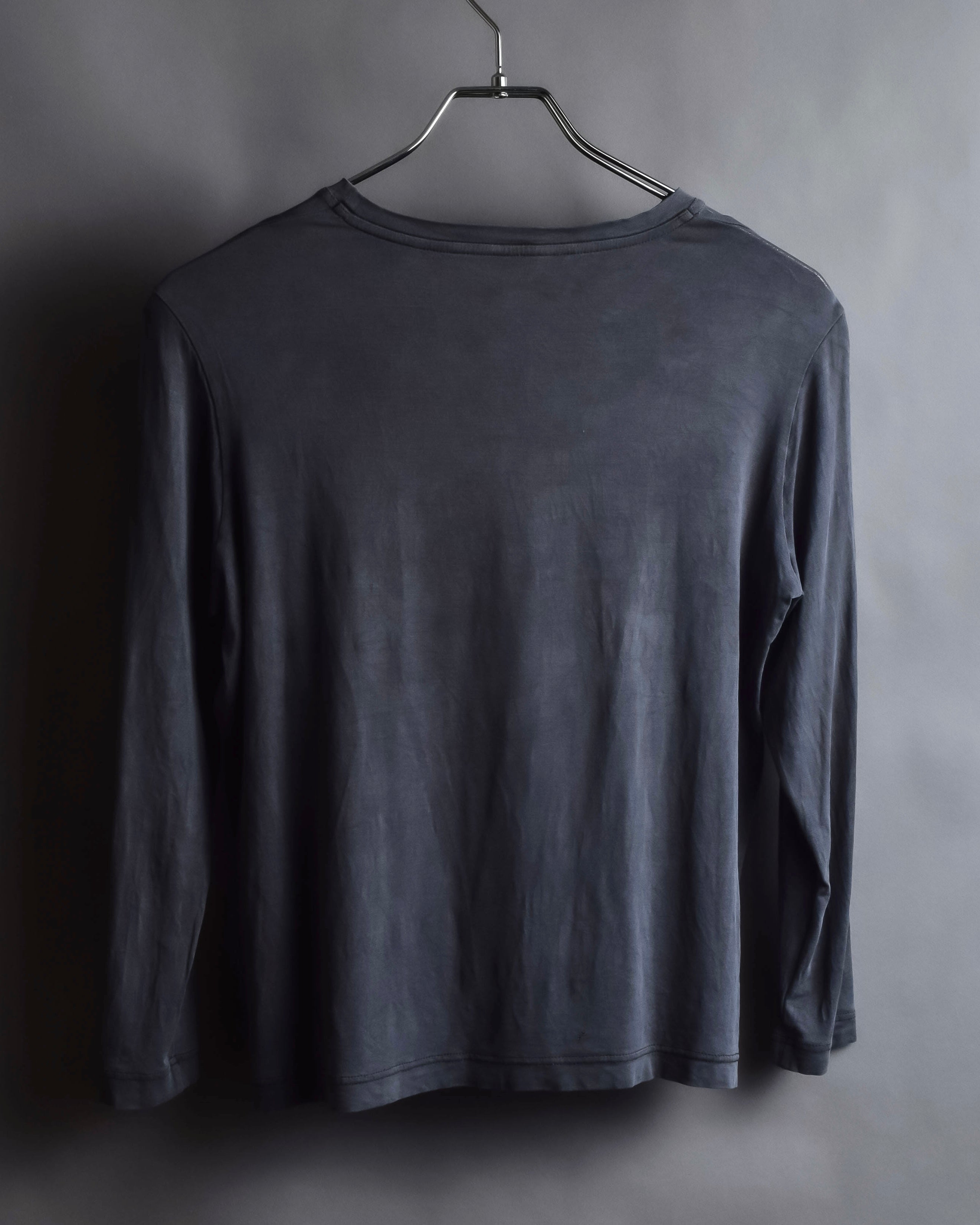 "HERMES" Margiela period Blue-grayish tone draped silk pullover