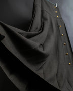 "CHANEL" Side button design pleated flared skirt