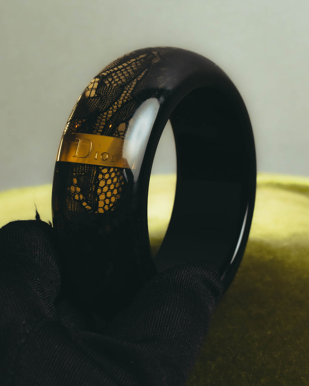 “Dior” 2002-2010 Lace embedded lucite bangle